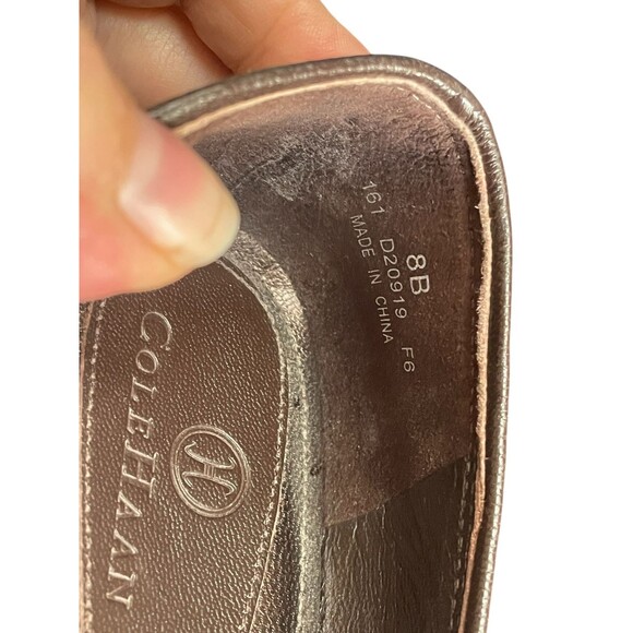 Cole Haan Brown Leather square Toe Slip-On closed toe Pump Womens Heels Size 8B - Picture 10 of 11